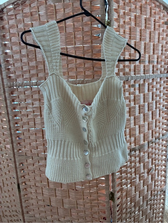 Rouje Tops - Rouje Cream Ribbed Knit Tank Top